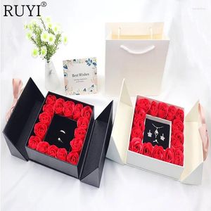 Decorative Flowers Artificial Roses Bowknot Jewelry Box Crafts Fashion Handbags Flower Wedding Birthday Party Christmas Valentine's Day Gift