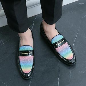 Casual Shoes Spring Autumn Men English Style Loafers Genuine Leather Painted Slip On Dress Wedding Party Business