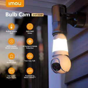 カメラimou bulbカメラ3mp/5mp 3k qhd bulbcamera 2 in 1 wifi twoway talkセキュリティサーベイランスCCTVカメラ