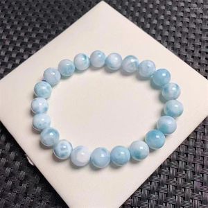 Braccialetti Link 9mm Larimar Natural Larimar Bracciale Crystal Quartzone Gioielli Reiki Reghi di guarigione per donne 1PCS