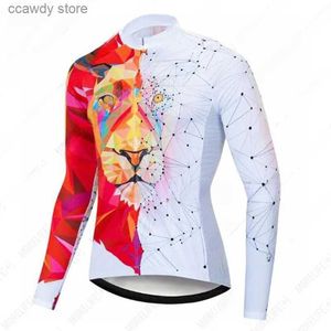 Men's T-Shirts 2024 Pro Cycling Jersey Unisex Triathlon Top Winter Long Seve Bike Shirt Bicyc Clothing H240407