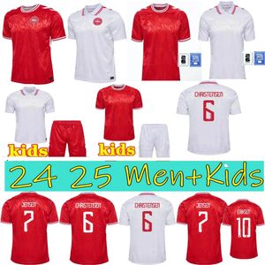 2024 Dänemark Neues Rot und Weiß Farben Fußballtrikot 24 25 Euro Eriksen Home Red Away White Kjaer Hojbjerg Christensen Skov Olsen Braithwaite Dolberg Fußballhemden