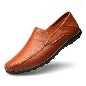 Sapatos casuais de couro genuíno homens mocassins italianos mocassins deslize formal no barco masculino zapatos de hombre