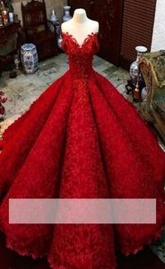 Red Puffy Skirt Ball Gown Quinceanera Dresses Sweetheart Appliques Lace Beaded Off the Shoulder Cheap Sweet 16 Dress9663941