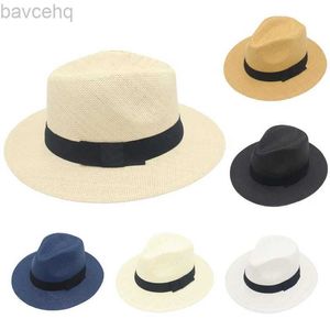 Шляпа шляпы широких краев ковша шляпы женщин мужчины черная лента соломенная шляпа