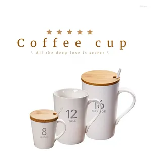 Mugs Makeup Present Mug Creative Milk Glass Anpassat keramiskt grossistkaffe med locksked 301-400 ml Bag Cup Set