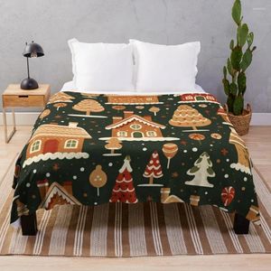 Blankets Christmas Gingerbread House Pattern Throw Blanket Decorative Large Summer