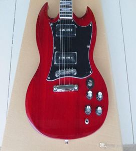 Toppkvalitet Custom SG 400 Wine Electric Guitar med gyllene hårdvara 2 pickups i lager LHGB6856570