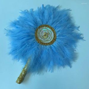 Decorative Figurines African Custom Luxurious Wedding Feather Fan DIY Handmade Bride Hand Held Po Props Party Favors Wholesale