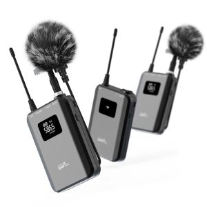 Microphones 2.4G trådlös Lavalier Microphone med monitorfunktion UHF Portable Lapel Mic för smartphones DSLR -kameror