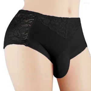 Underpants Sexy Men Lace Briefs Transparent Underwear Gay Closed Sleeve Seamless Jockstrap U-Shaped Pouch Panties Man Boxers