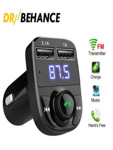 FM x8 Carder -передатчик Aux Modulator Bluetooth Kit Car Car O MP3 -плеер с 3,1A быстрого заряда двойной USB Chargers2703251