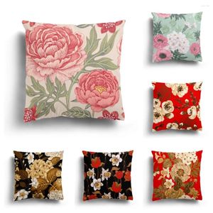 Pillow Peony Chrysanthemum Morning Glory Flowers Series Short Plush Pillowcase Cover Home Decoration Sofa