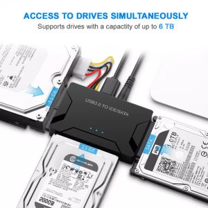 IMPRESSORES SATA para USB 3.0 Conversor para adaptador SATA de cabo SSD externo de 2,5/3,5 polegadas para PC USB 3.0 para SATA IDE 3 adaptador