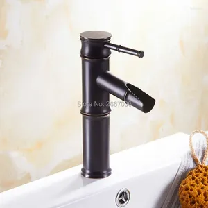 Rubinetti del lavandino da bagno giizero in stile bambù nero rubinetto a cascata taps rame GI617