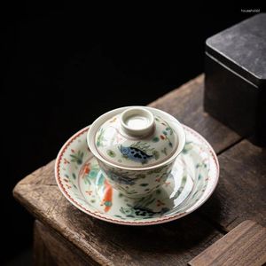 Tea Cups Ceramic Sancai Bowl Household Pot Kungfu Set Chinese Retro Large Single