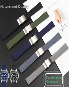 21mm soft Rubber Silicone Watch Strap Black Blue Gray Green Folding Buckle Watch Band Suitable for Conquest Watchband8120449