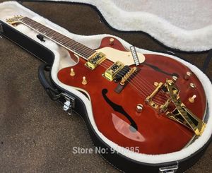 G61221962 Brown Chet Atkins Country Jazz Semi Hollow Body Brown Electric Guitar Imperial Tuners Bigs Tremolo Bridge Double Fake7045768