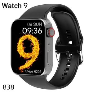 6T Akıllı İzleme Serisi 9 8 45mm 2,1 inç Erkek Kadınlar İzle Bluetooth Çağrı Bileklik Bileklik Kablosuz Şarj Fitness Tracker Sport Smartwatch Iwo Android IOS 838DD