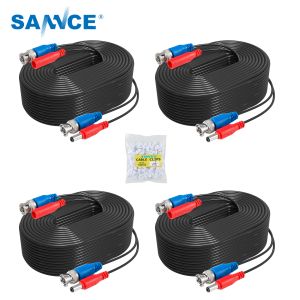 Intercomo Sannce 4pcs muito 30m 100 pés CCTV BNC Video Power Cable para CCTV AHD Câmera DVR Sistema de segurança Black Surveillance Acessórios