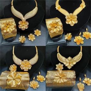 Earrings Necklace Set Dubai For Women Fashion And Earings Gold Plated Jewelry Woman Drop Delivery Sets