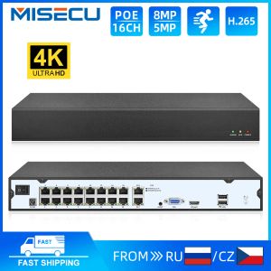 レコーダーMISECU NVR 4K出力16CH NVRレコーダーH.265 CCTV NVRセキュリティビデオレコーダーサポートフェイス検出ONVIF XMEYEシステム