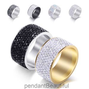 12mm Herren Titanium Stahl Diamant Eingelegtes vielseitiger Modering 8 Reihen mit Diamant Edelstahlring