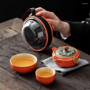Teaware Sets Tea Cup Set One Pot Two Cups Outdoor Portable Travel Personal Special Camping Equipment Ceramic