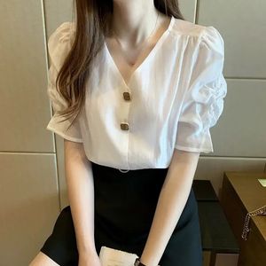 Tops for Women Kawaii Chiffon Womens Shirt Blouse White Cute Clothes Short Sleeve Purple Economic with S Sale Of 240407