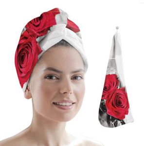 Towel Red Rose Flower Women Hair Drying Hat Shower Head Turban Quick Dry Cap For Bathroom