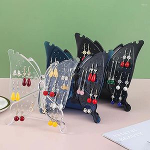 Smyckespåsar 96-håls Display Rack Portable Butterfly Plastic Earrings Storage Stand Fashion Accessories Ear Studs Holder Holder