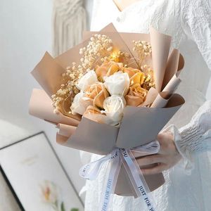 装飾的な花ローズ石鹸人工結婚式ブーケ卒業ブーケハンドクラフトフェスティバルパーティー誕生日ギフト花嫁の花
