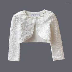 Джакеки девочки Bolero Kids Beading Beading Long Ryeves пожимают плечами для свадебной вечеринки Формальная короткая куртка одежда