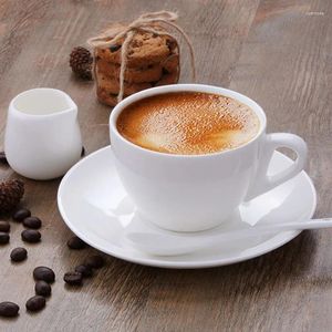 Koppar tefat 80 ml Pure White Espresso Saucer sätter europeisk klassisk keramik Drink Cup Coffee Mug grossist Drop