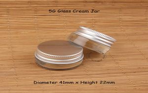 Kampanj 12pcslot Glass 5G Cream Jar with Aluminium Lid 16oz Women Cosmetic Eye Cream Container 5 ml Liten Pot Eyeshadow Vial4544272