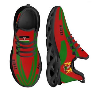Casual Shoes INSTANTARTS Trendy Kenya Flag Design Lightweight Outdoor Sneakers Comfortable Shockproof Basketball Platform Blade