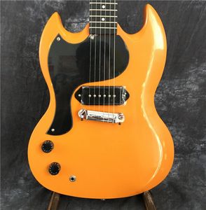 Yüksek kaliteli Çin elektrikli gitar sg sol el elektro gitar sarı boya kalıntısı gitar özel elektro gitar9958267