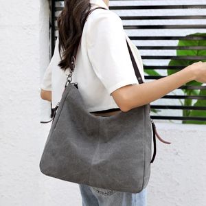 Shoulder Bags Women Canvas Bag Solid Female Large Capacity Cotton School Messenger For College Girls