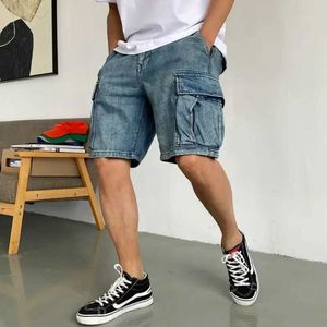 メンズショーツデニムショーツメンズサマーデニムショーツ韓国ファッション服膝の長さストリート服バミューダショーツJ240407