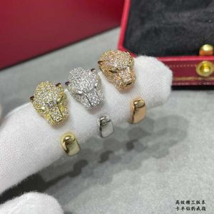 Luxury Rings Couple Designer Card inlaid diamond V-gold cheetah male trendy leopard head personalized index finger female couple opening ring With Logo