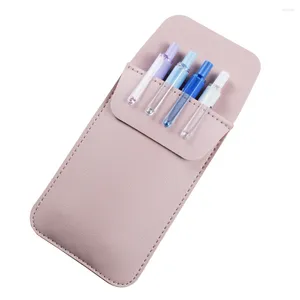 Portable Pocket Pen Holder Organizer Pencilcase - Soft Imitation Leather Pencil Case For Office & School Stationery Supplies