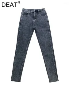 Women's Jeans Denim Pants Slim Stretch Solid Color Washed Plush Thicken Burrs Fleece Pencil Trousers 2024 Winter Fashion 29L6092