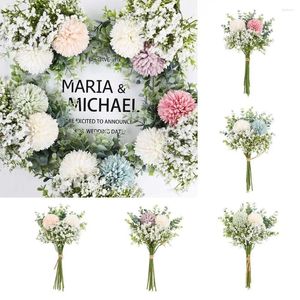 Dekorativa blommor Simulerade Holding Wedding Hydrangea Macrophylla Bouquet Bridal Decoration Props Artificial Home Plants J2X0