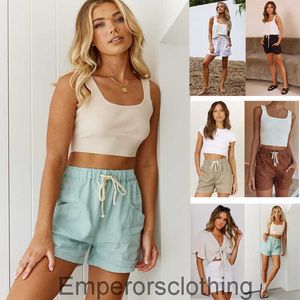 Summer New Womens Shorts Fashion Drawstring Wrinkle Micro Elastic 2023 Womens Three Piece Pants