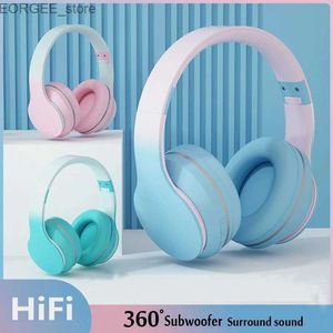 Fones de ouvido do telefone celular Bluetooth Earnessphones Wireless Music Gradient With Microphone Game Earphones Presente de Natal fofo para crianças Y240407