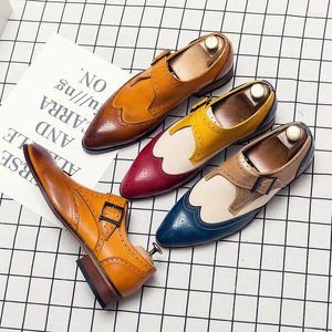 Sıradan Ayakkabı Renk Engelleme Nimli Strap Ture Deri Brogue Classics Loafers El Yapımı Erkek Sokak Partisi Ayakkabı Büyük Boyut