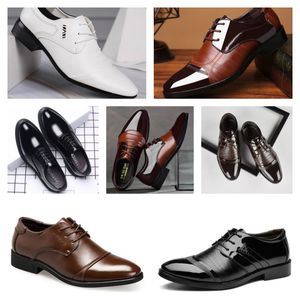 Designer Multi style leather men's black white casual shoes, large-sized business dress pointed tie up wedding shoe