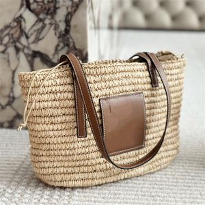 2024 Woman Straw Beach Shoulder Bags basket tote bag designer bag handbag fashion travel bucket totes handbags purses Letters 5A