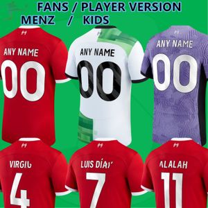 23/24 REDS SOCCER JERSEYS -VIRGIL, DIAZ, SALAH, SZOBOSZLAI EDITIONS.PREMIUM DESIGNER FÖR FANS - HEM, AWAE, TREDJE SITS, KIDS 'COLLECTION. Olika storlekar Anpassningskvarter