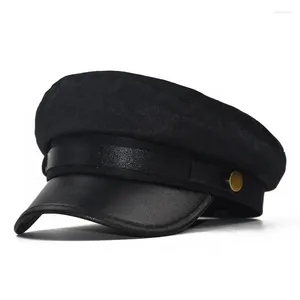 Berretti casual di qualità estiva in pelle cappelli militari di beretto di cotone cappelli piatti capitani camionista